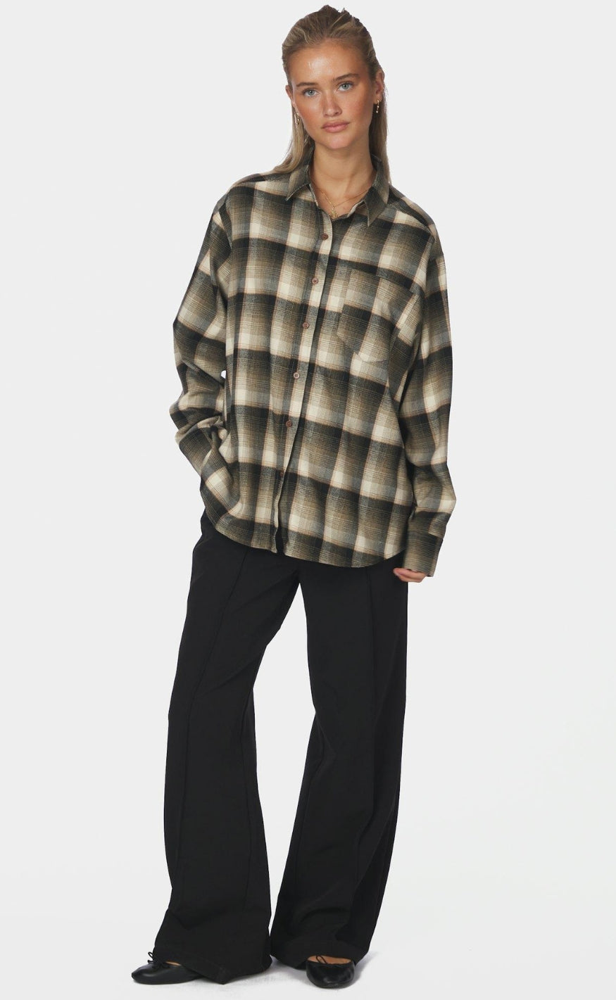Neo Noir Skjorte - Dalma Flannel Check - Army