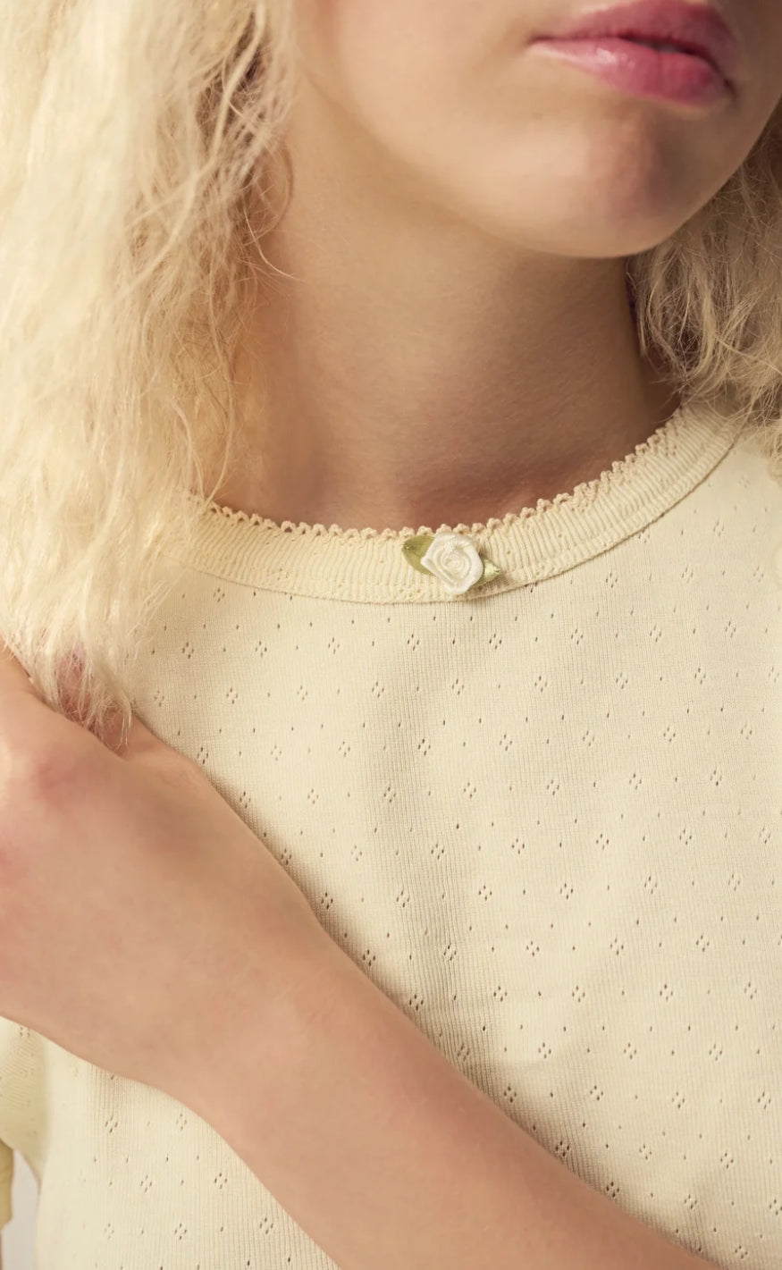 Maanesten Top - Joy Pointelle - Butter Yellow