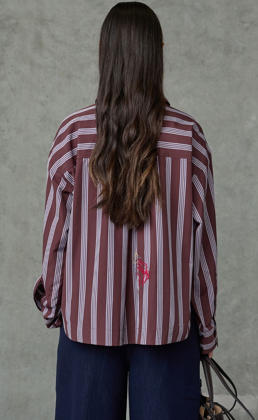 Love & Divine Bluse - love1555-1 - Brown Stripes Emb.