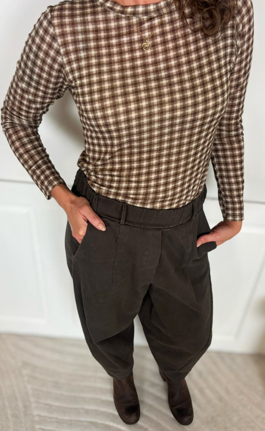 Marta Du Chateau Top - Elissa - Brown Check