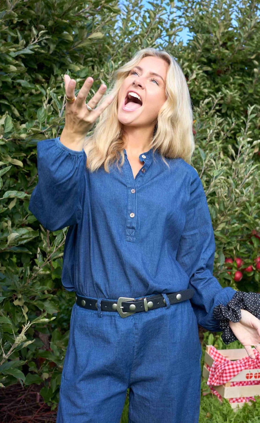 Black Colour Bluse - Carey Raglan - Denim