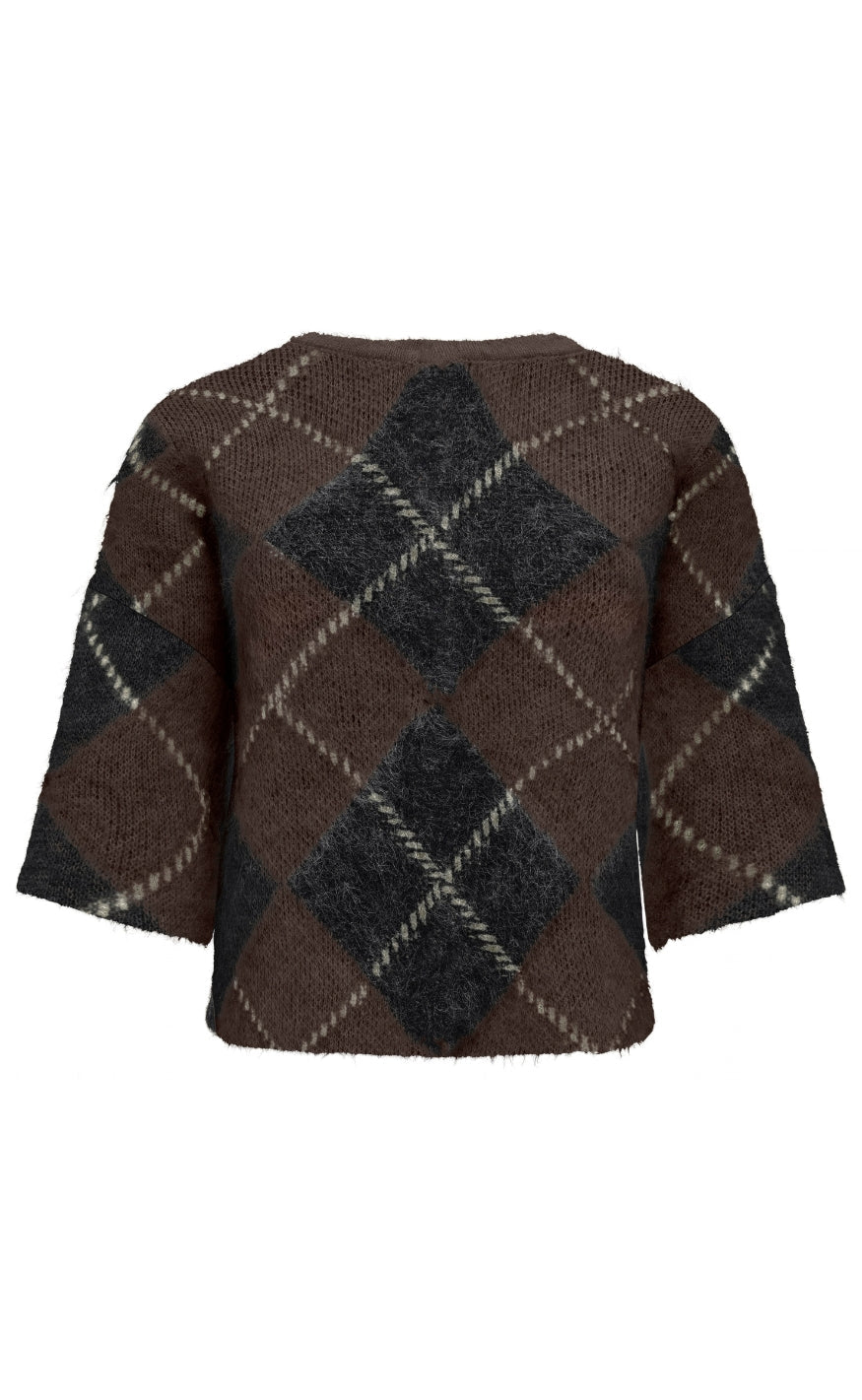 ONLY Strik - Noeme SS - Coffee Bean Big Argyle/Black/Oatmeal/Mel