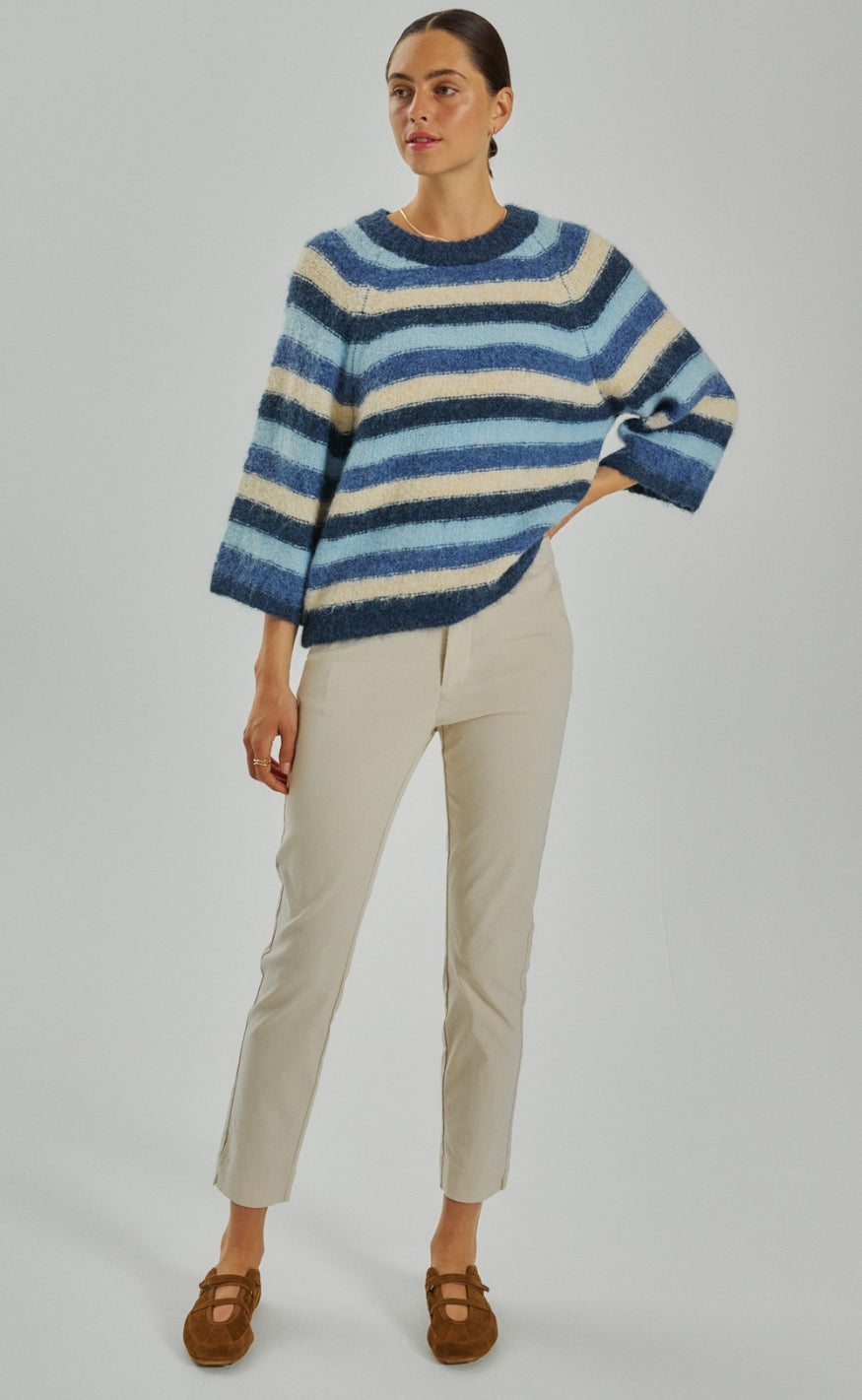 Freequent Strik - Grslulu Stripe - Navy Blazer w. Chambray Bl Mel