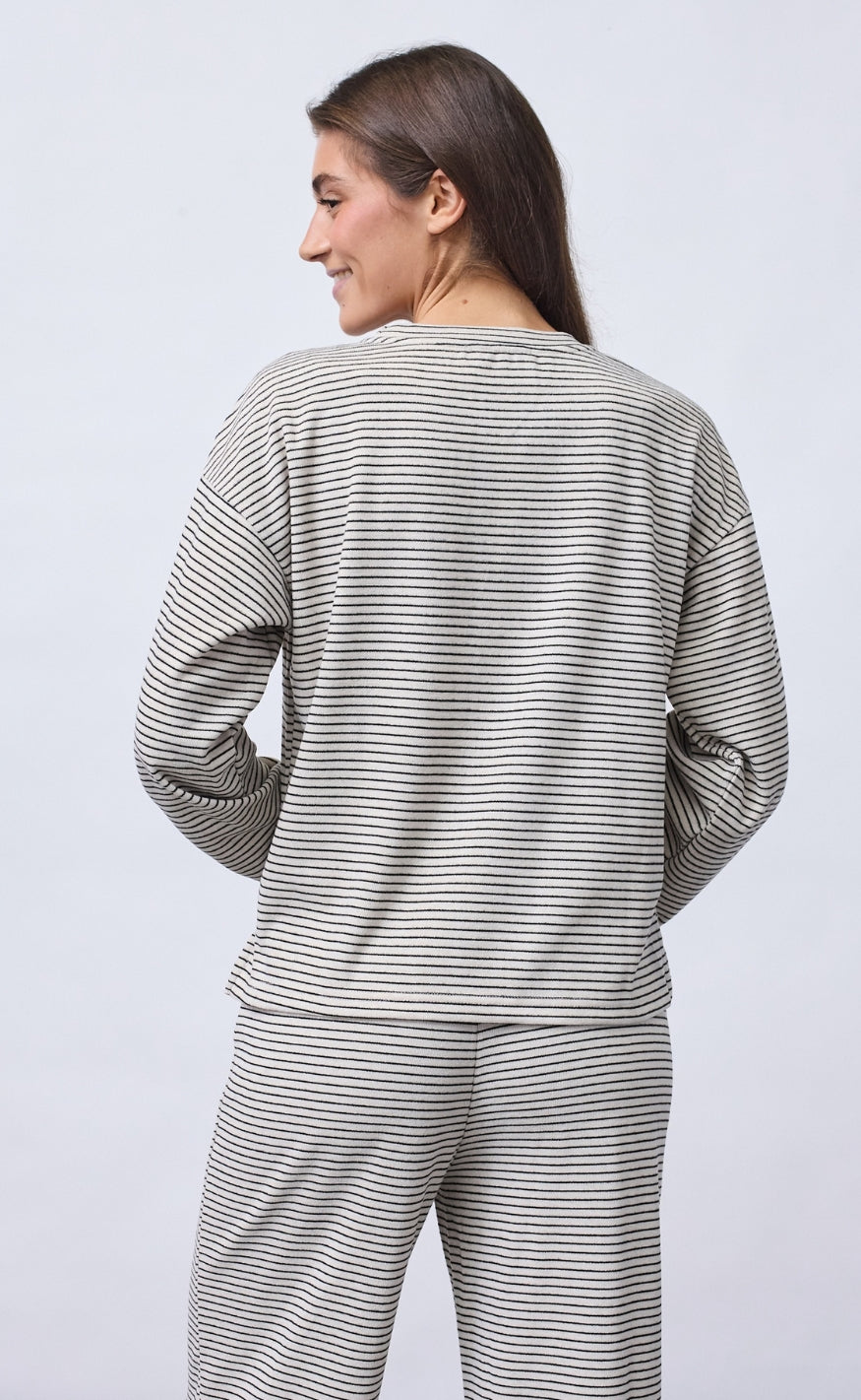 Sisters Point Bluse - VALTE-LS - Fog/Black Stripe