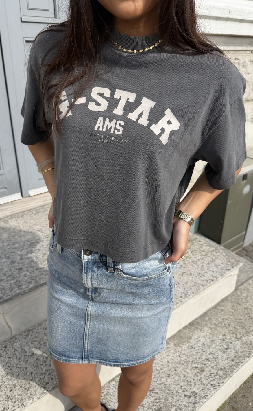 G-STAR T-shirt - Washed boxy wmn - DK Black GD
