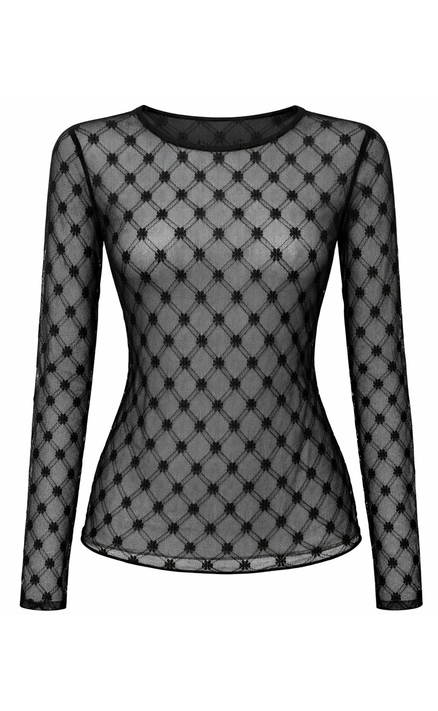Say INA Copenhagen Bluse - Lily Lace - Black Flower Square