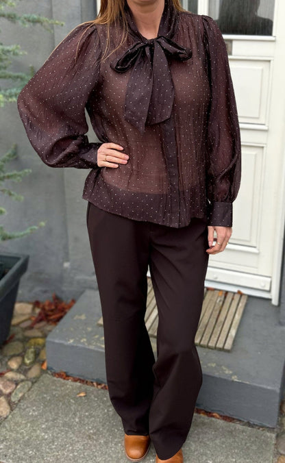 Say INA Copenhagen Skjorte - Nanna - Dark Brown W. Glitter Stones