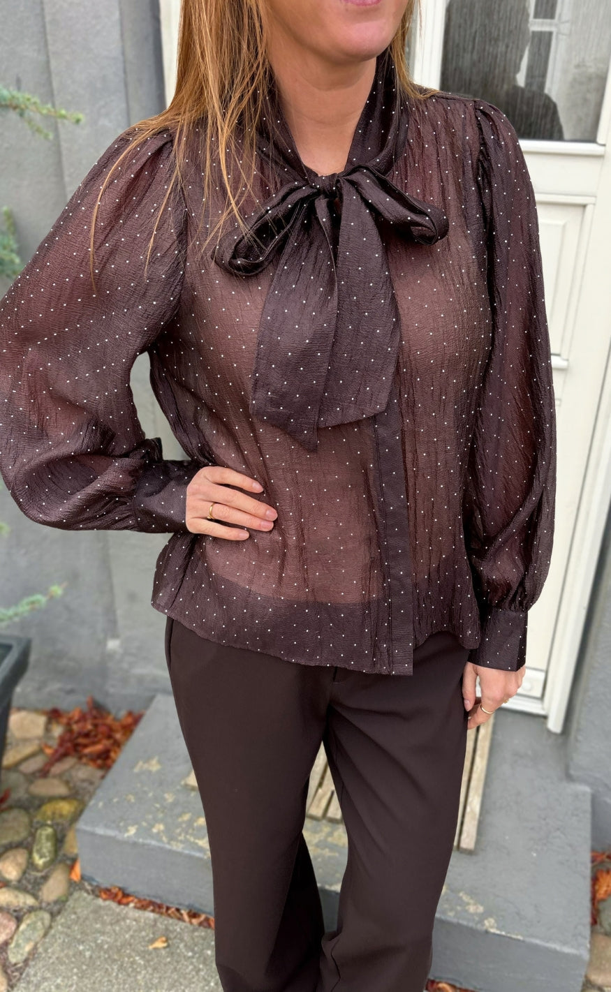 Say INA Copenhagen Skjorte - Nanna - Dark Brown W. Glitter Stones