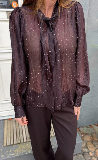 Say INA Copenhagen Skjorte - Nanna - Dark Brown W. Glitter Stones