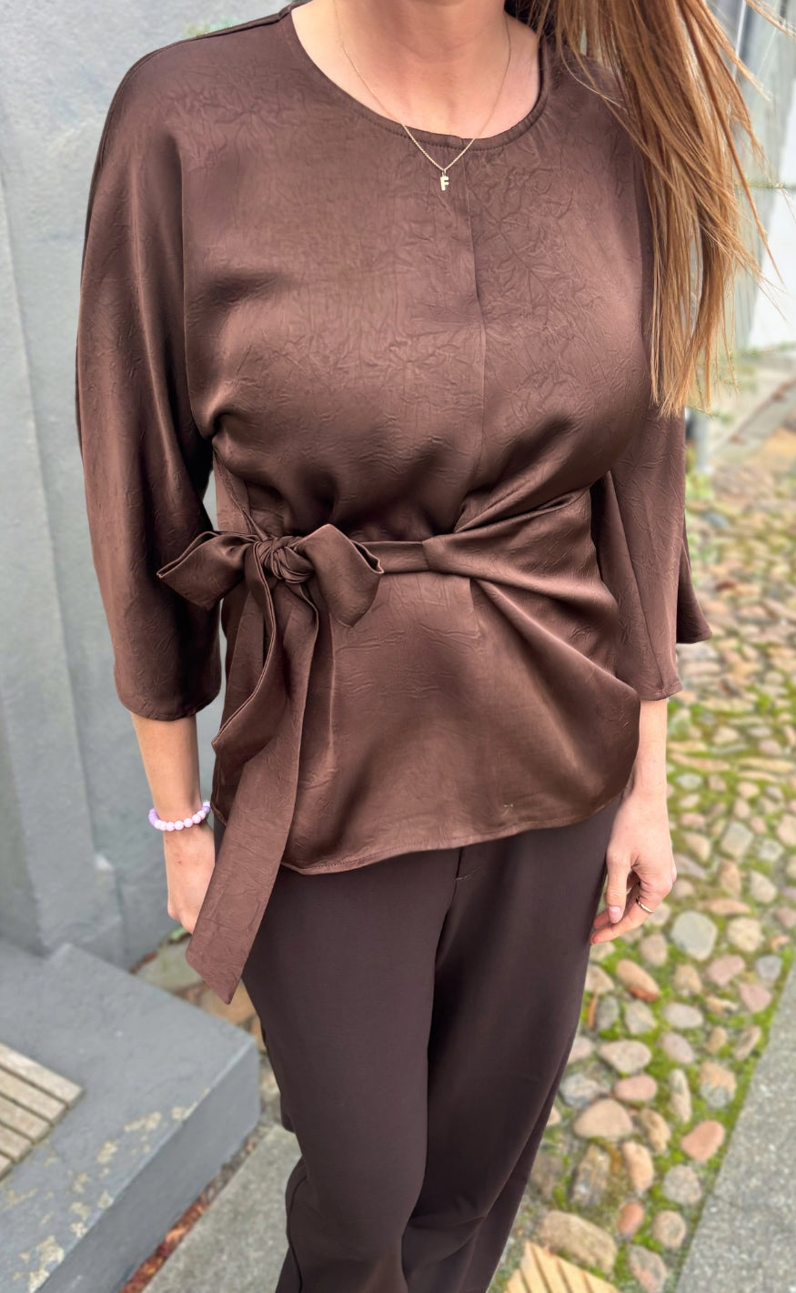 Say INA Copenhagen Bluse - Alina Tie - Dark Brown
