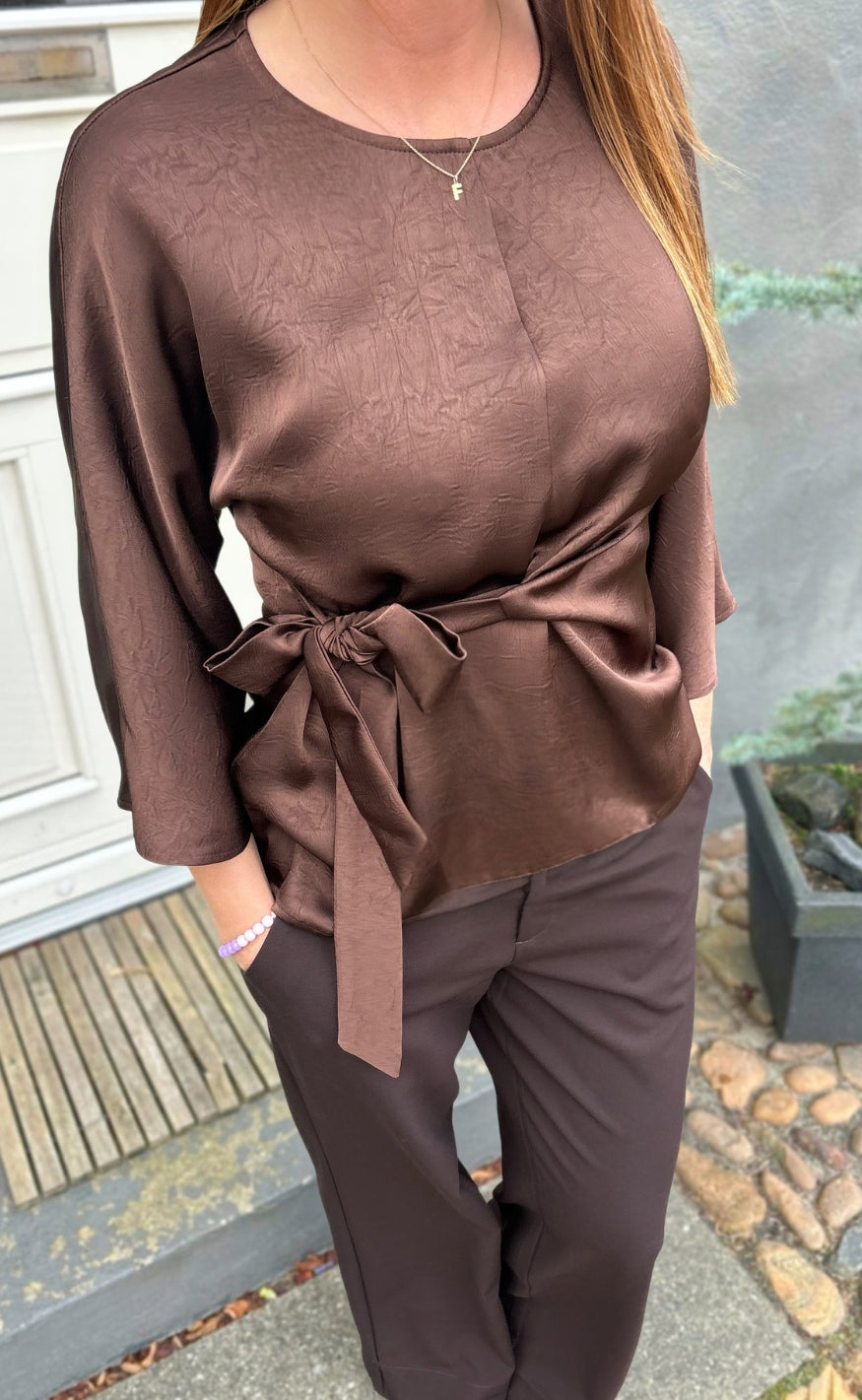 Say INA Copenhagen Bluse - Alina Tie - Dark Brown