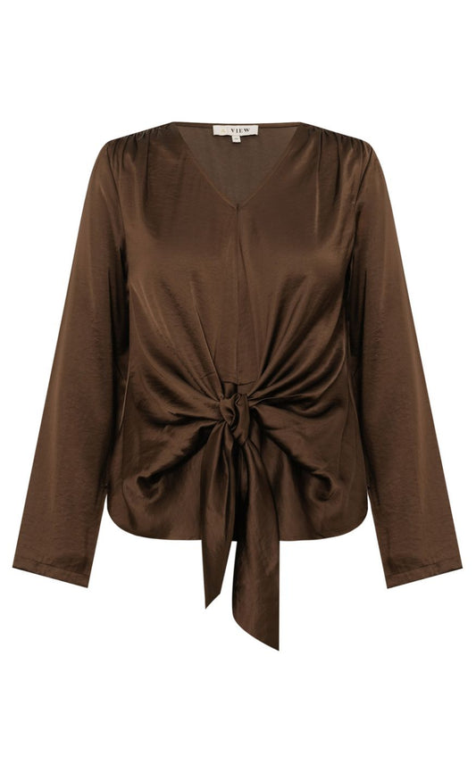 A-View Bluse - Carrie Tie - Dark Brown