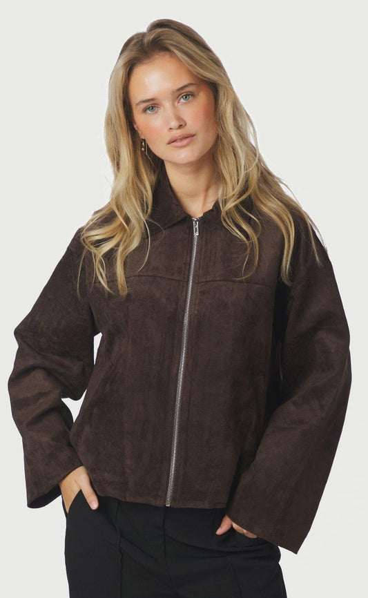 Neo Noir Jakke - Titan Faux Suede - Dark Brown