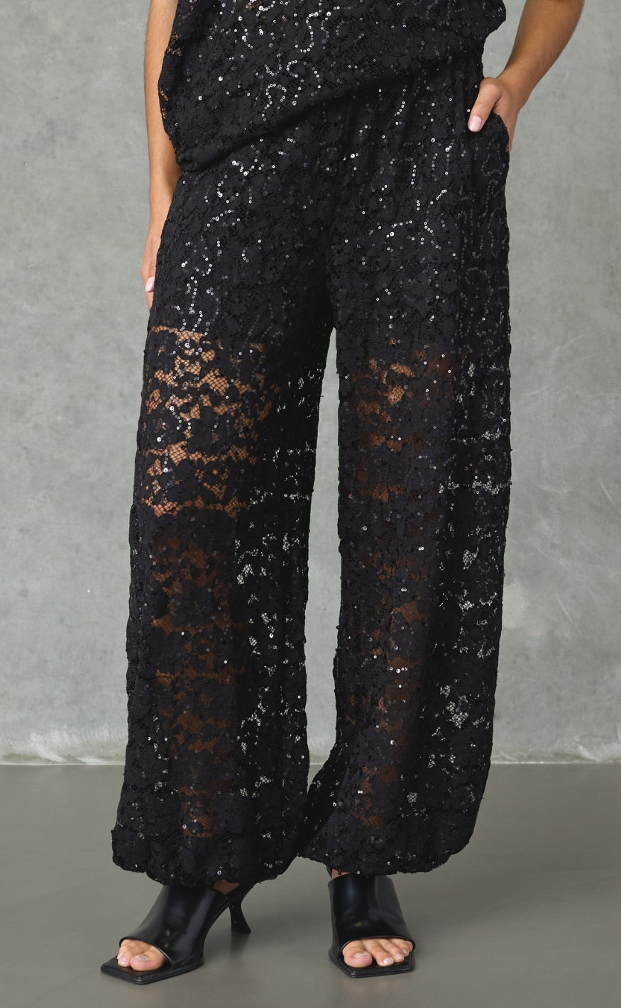 Love & Divine Bukser - Love1525-1 - Black Lace Sequins