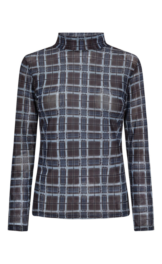 Freequent Bluse - Plady - Mole w. Chambray Blue