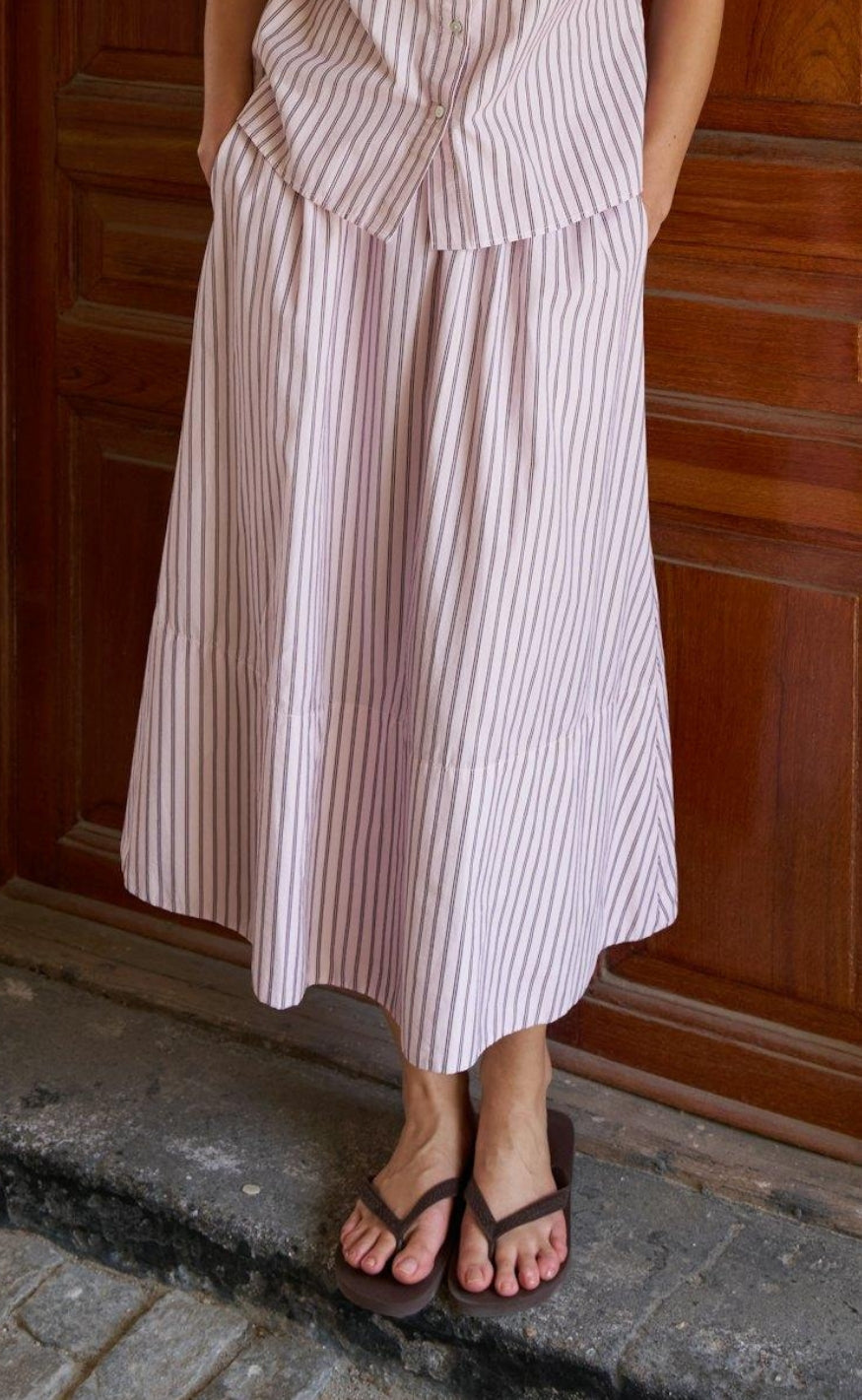 Neo Noir Nederdel - Yara Long Double Stripe - Rose