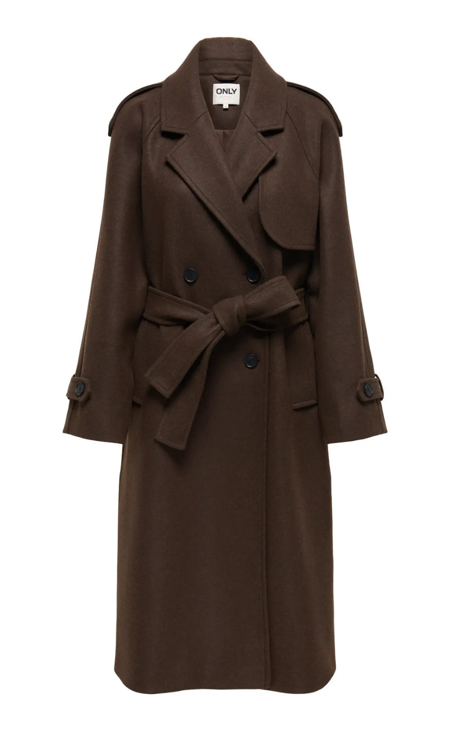 ONLY Frakke - Dear Long - Chocolate Brown Melange