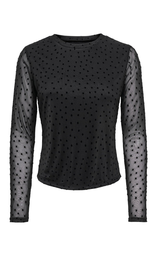 ONLY Bluse - Nova Mesh - Black/Black Dots