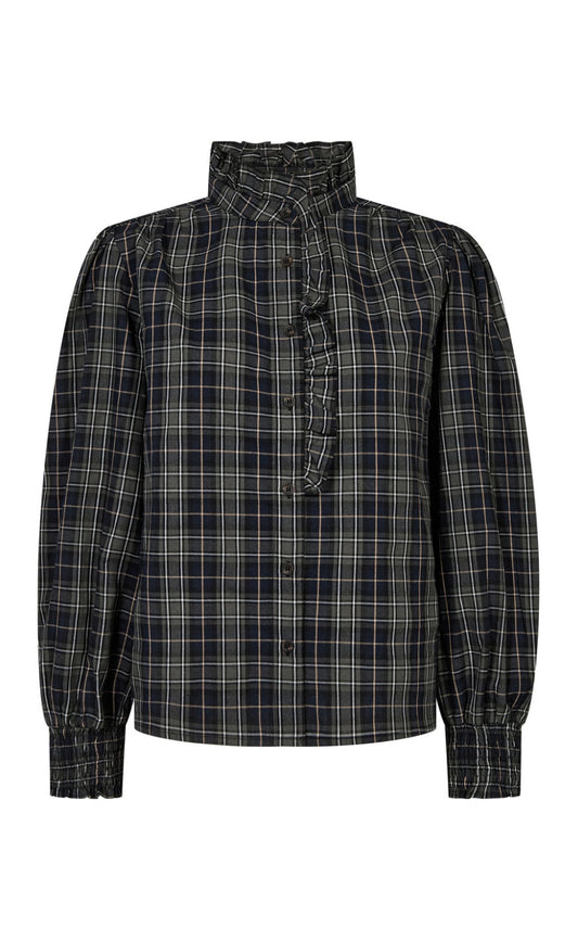 A-View Skjorte - Clova Check - Army/Black