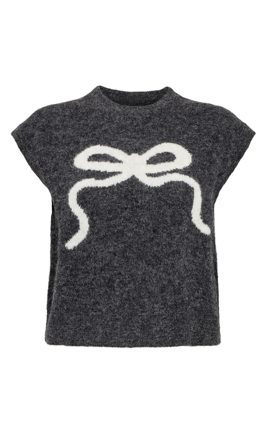 Nümph Vest - Riette Bow - Dark Grey Melange