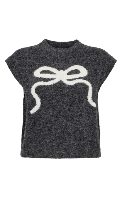 Nümph Vest - Riette Bow - Dark Grey Melange