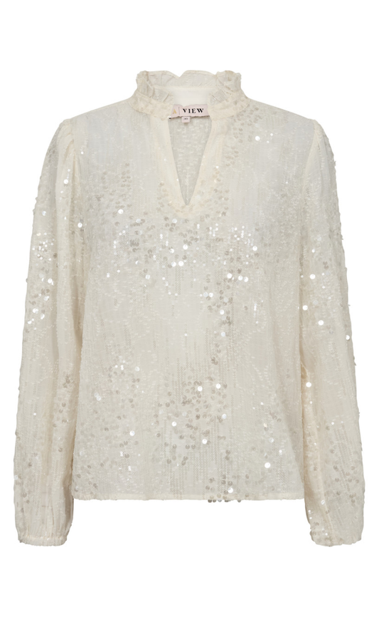 A-View Bluse - Grete Sequin - Off White