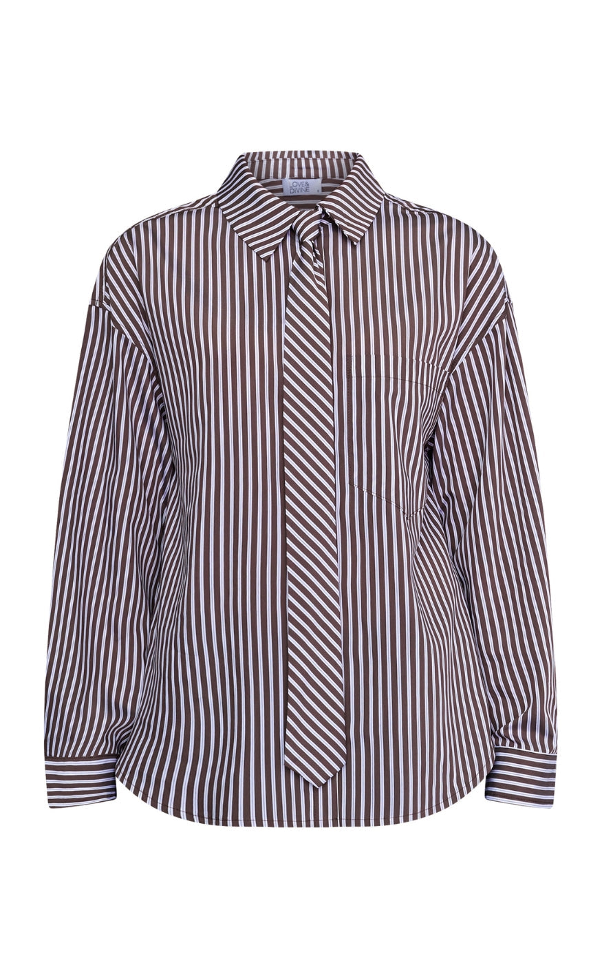 Love & Divine Skjorte - Love1663 - Brown Stripe