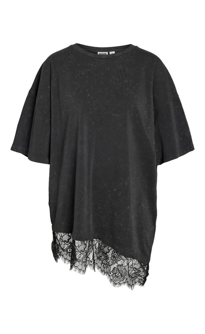 Noisy May T-shirt - Easy Lace - Obsidian Washed w. Black Lace