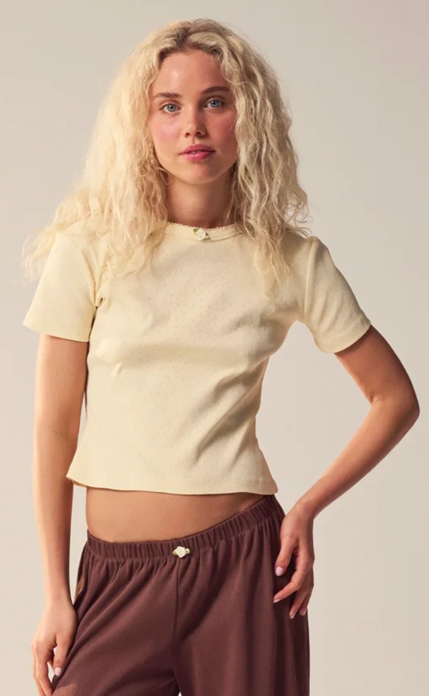 Maanesten Top - Joy Pointelle - Butter Yellow