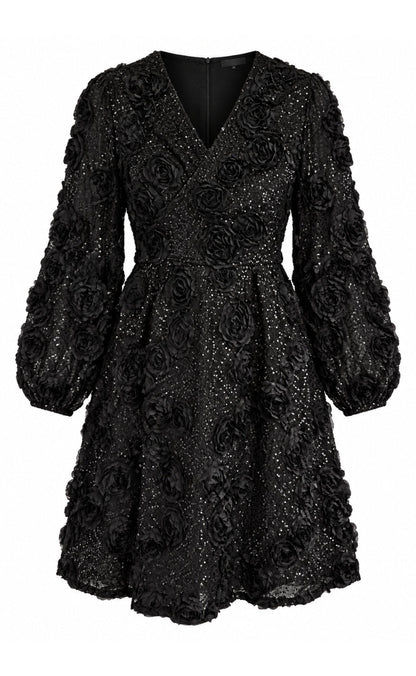Say INA Copenhagen Kjole - Malina Wrap - Black Sequin Flower