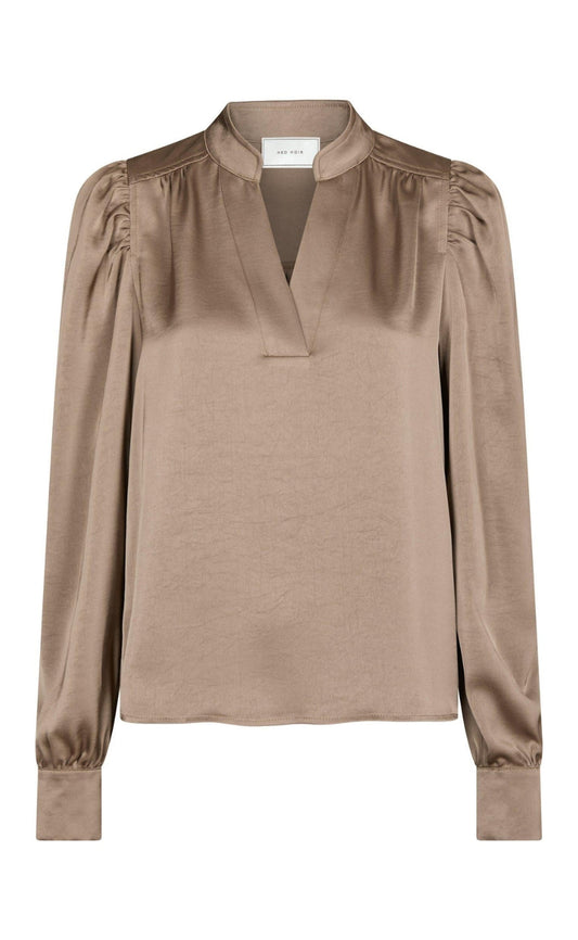 Neo Noir Bluse - Rosslyn Heavy Sateen - Dark Taupe