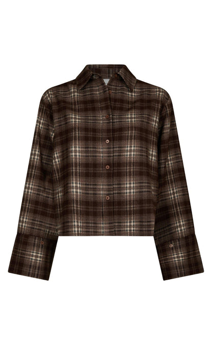 Neo Noir Skjorte - Jaylin Flannel Check - Warm Grey