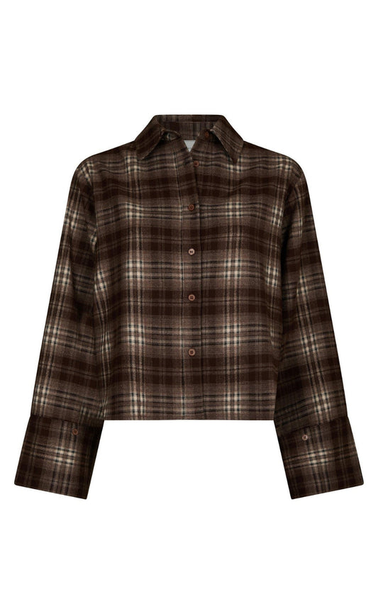 Neo Noir Skjorte - Jaylin Flannel Check - Warm Grey