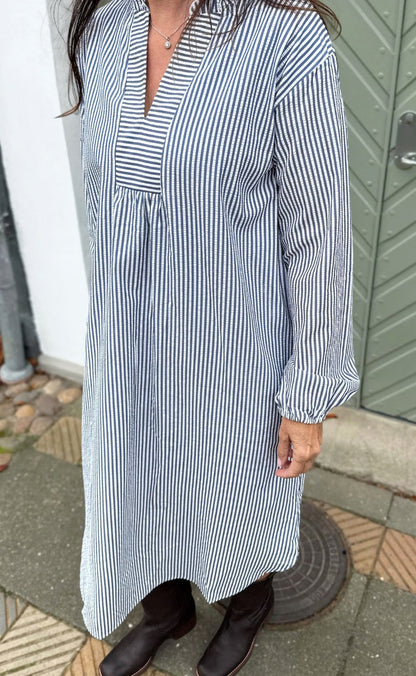 Say INA Copenhagen Kjole - Winnie New LS - Navy Blue Striped