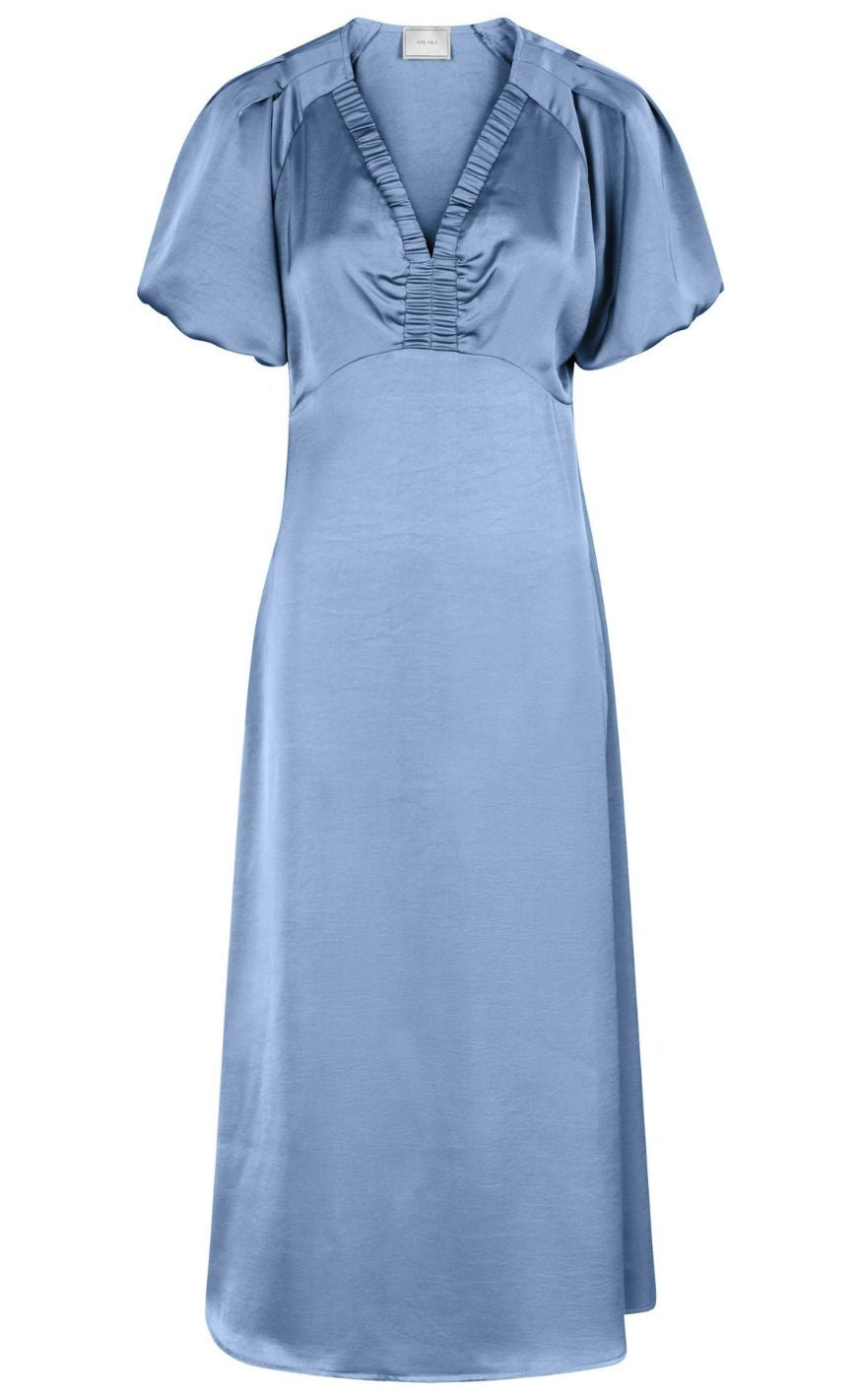 Neo Noir Kjole - Illana Heavy Sateen - Smoke Blue