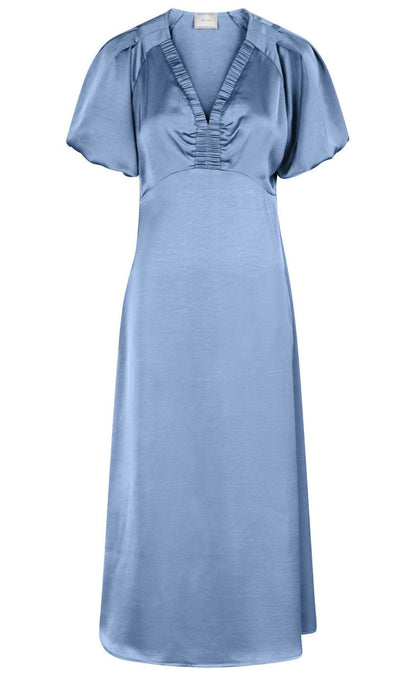Neo Noir Kjole - Illana Heavy Sateen - Smoke Blue