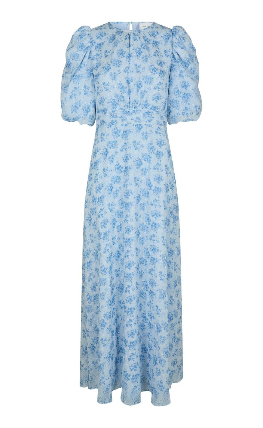Neo Noir Kjole - Kikka Chiffon Flower - Light Blue