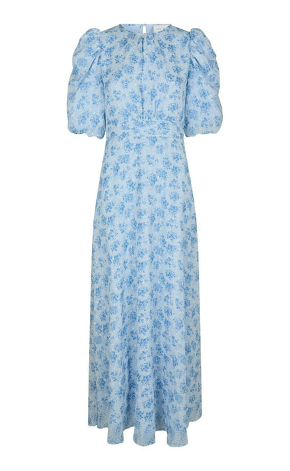 Neo Noir Kjole - Kikka Chiffon Flower - Light Blue