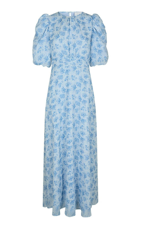 Neo Noir Kjole - Kikka Chiffon Flower - Light Blue
