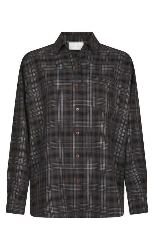 Neo Noir Skjorte - Dalma Flannel Check - Warm Grey