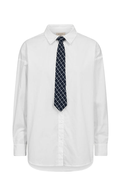 Freequent Skjorte - Fiva - Star Off-white w. Navy Blazer