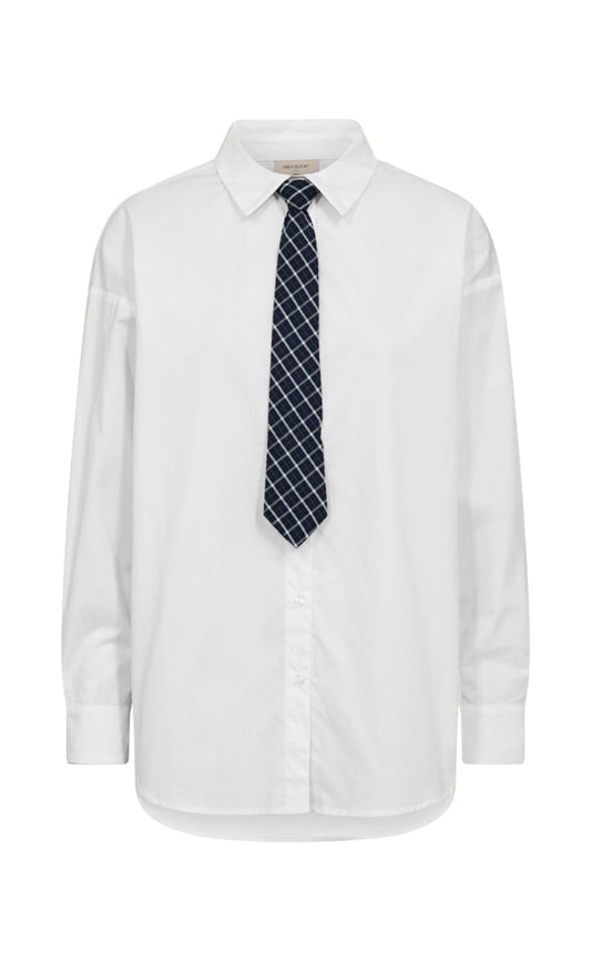 Freequent Skjorte - Fiva - Star Off-white w. Navy Blazer