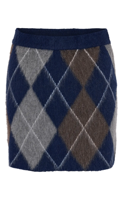 Noisy May Nederdel - Juliette - Navy Blazer Argyle