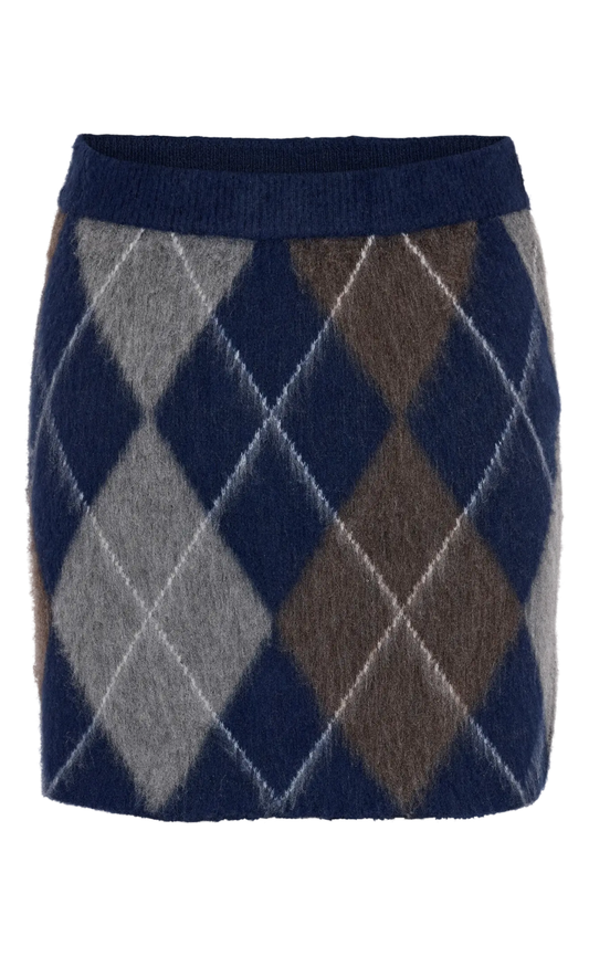 Noisy May Nederdel - Juliette - Navy Blazer Argyle
