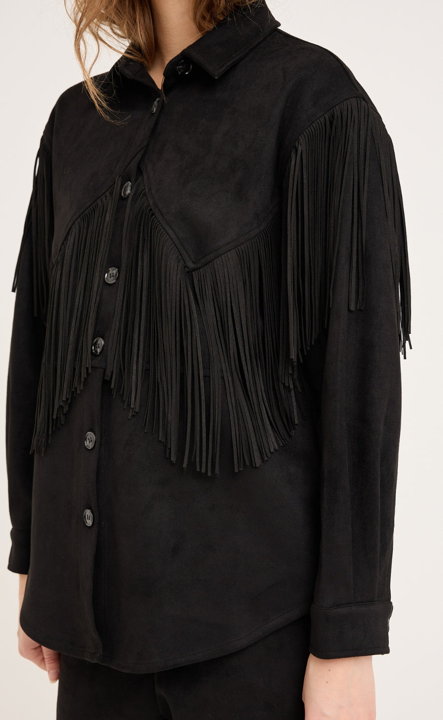 A-View Skjorte - Suede Fringle - Black