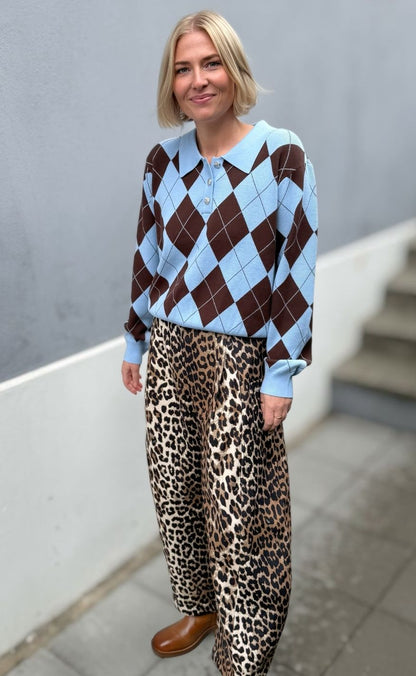 Cras Pullover - Lovemy - Blue Brown Checks
