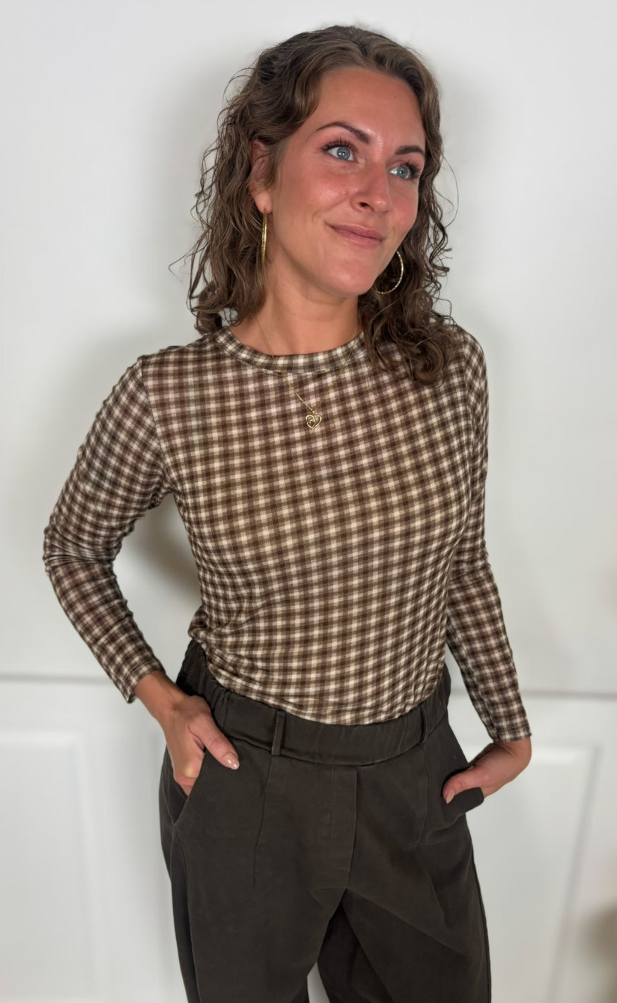 Marta Du Chateau Top - Elissa - Brown Check