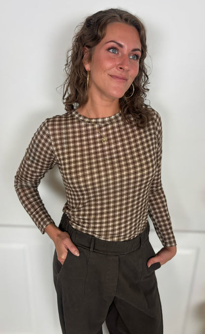 Marta Du Chateau Top - Elissa - Brown Check