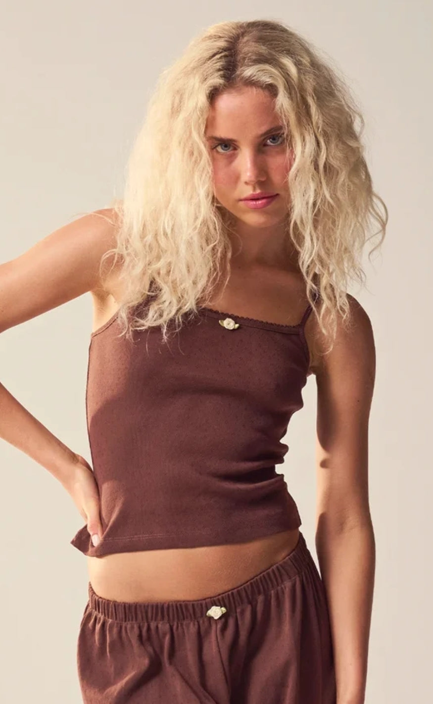 Maanesten Top - Megan Pointelle - Brown