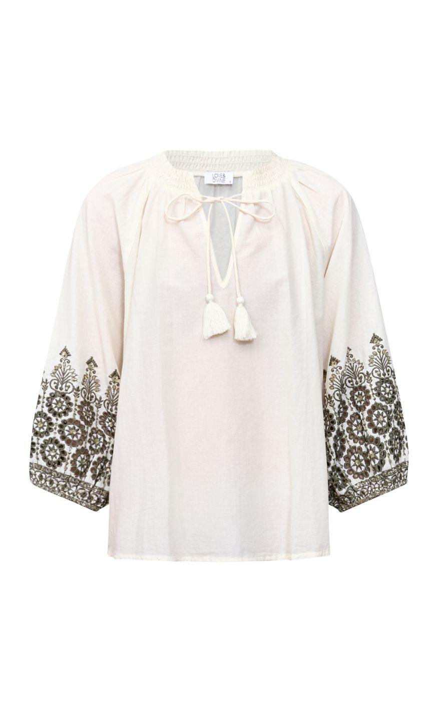 Love & Divine Bluse - Love1504 - Cream/Khaki